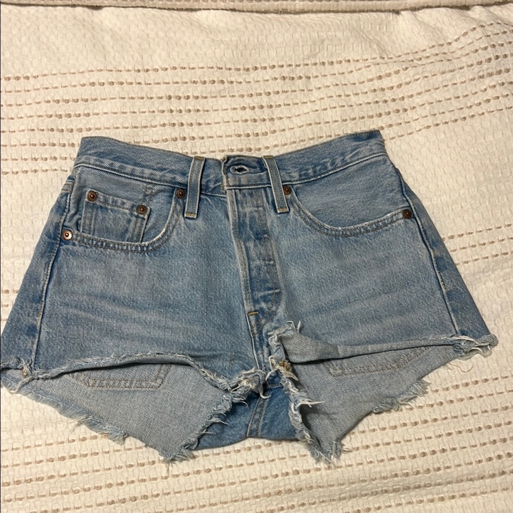 Levi's Blue Jean Shorts with Raw Hem